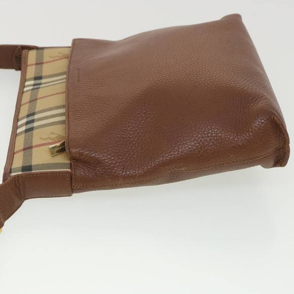 BURBERRY Nova Check Shoulder Bag Leather Beige Auth hk627 - Picture 4 of 16